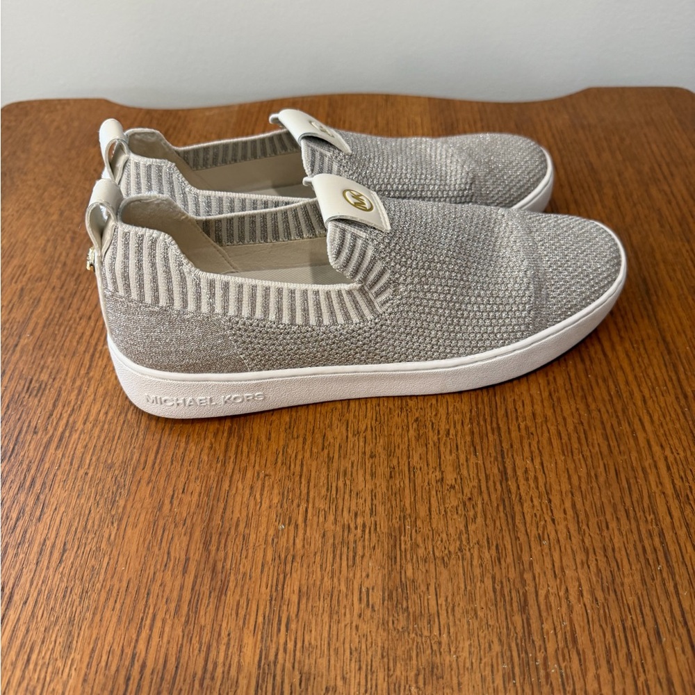 Michael Kors Silver Knit Slip-On Shoes - Picture 2 of 5
